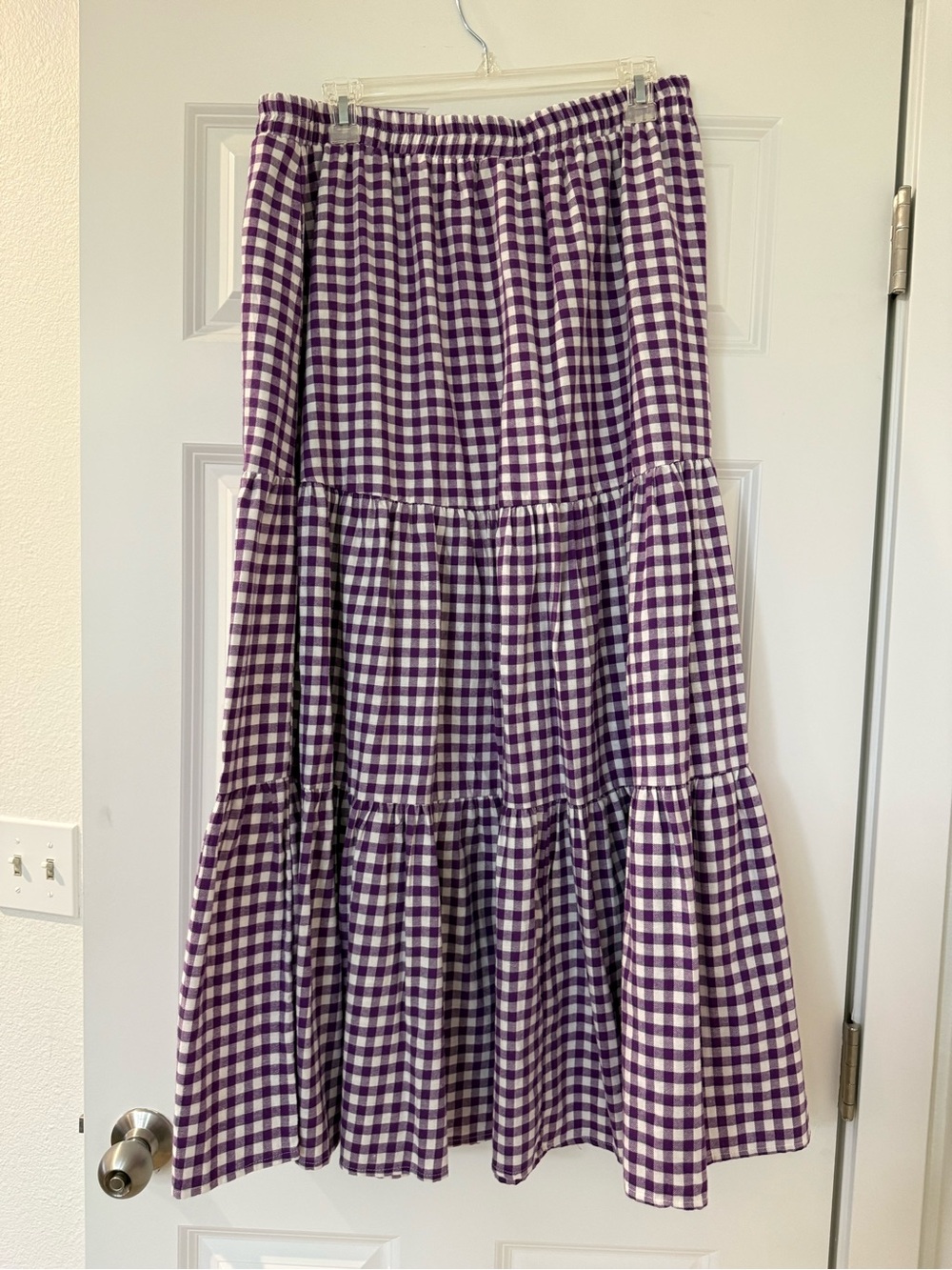 Shiny By Nature Purple Gingham Long Skirt - Picture 2 of 4